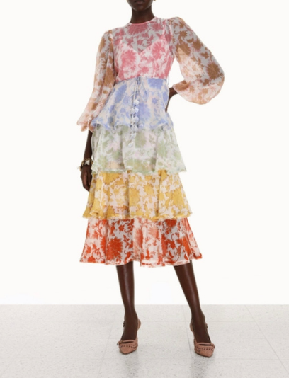 Postcard Flounce Midi Dress